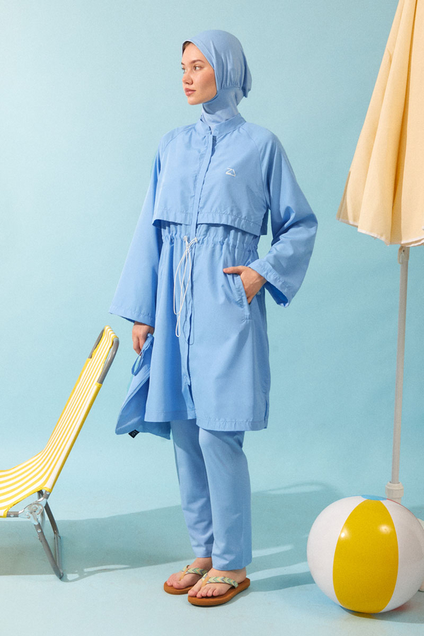 Classic Modest Swimsuit Set Baby Blue - 11