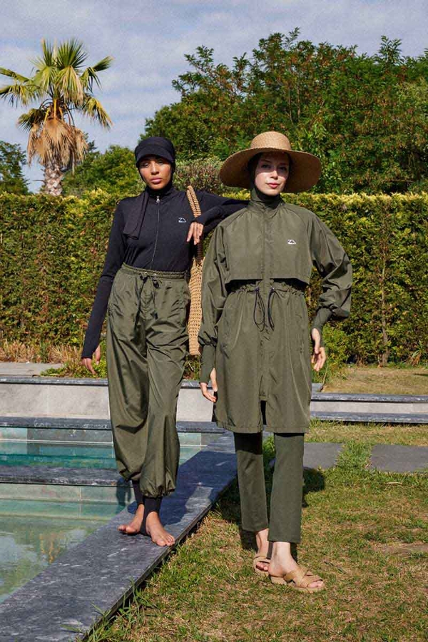 Classic Modest Swimsuit Set Khaki - 14