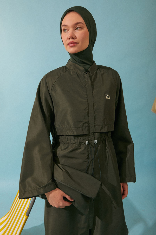 Classic Modest Swimsuit Set Khaki - 4