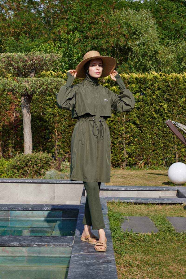 Classic Modest Swimsuit Set Khaki - 16