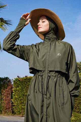 Classic Modest Swimsuit Set Khaki - 15