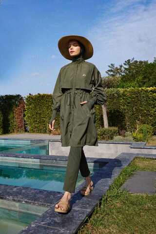 Classic Modest Swimsuit Set Khaki - 13