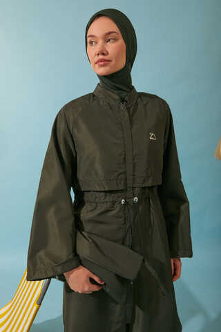 Classic Modest Swimsuit Set Khaki - 4