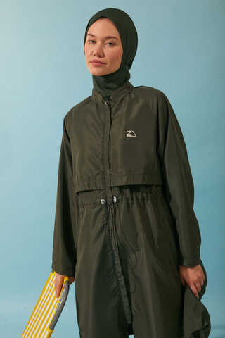 Classic Modest Swimsuit Set Khaki - 11