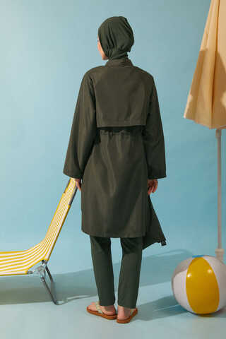 Classic Modest Swimsuit Set Khaki - 12