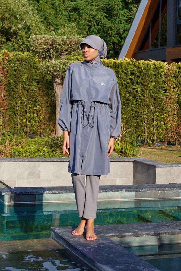 Classic Modest Swimsuit Set Grey - 3