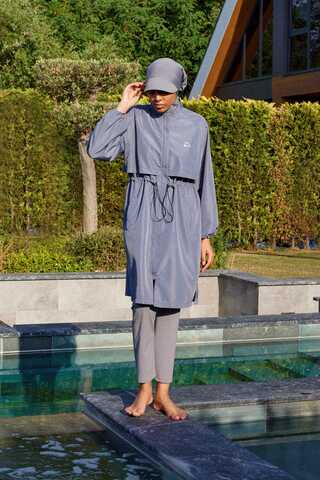 Classic Modest Swimsuit Set Grey - 4