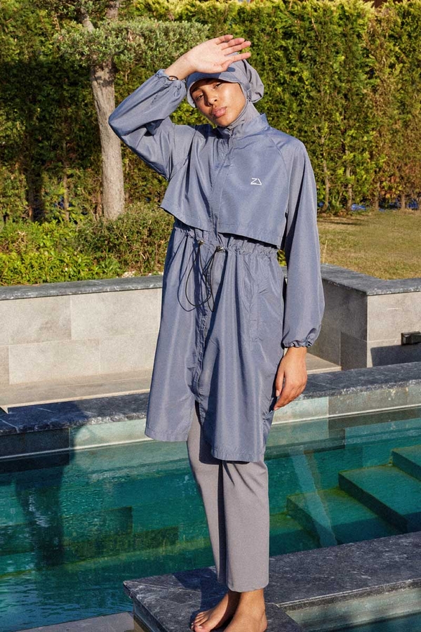 Classic Modest Swimsuit Set Grey - 6