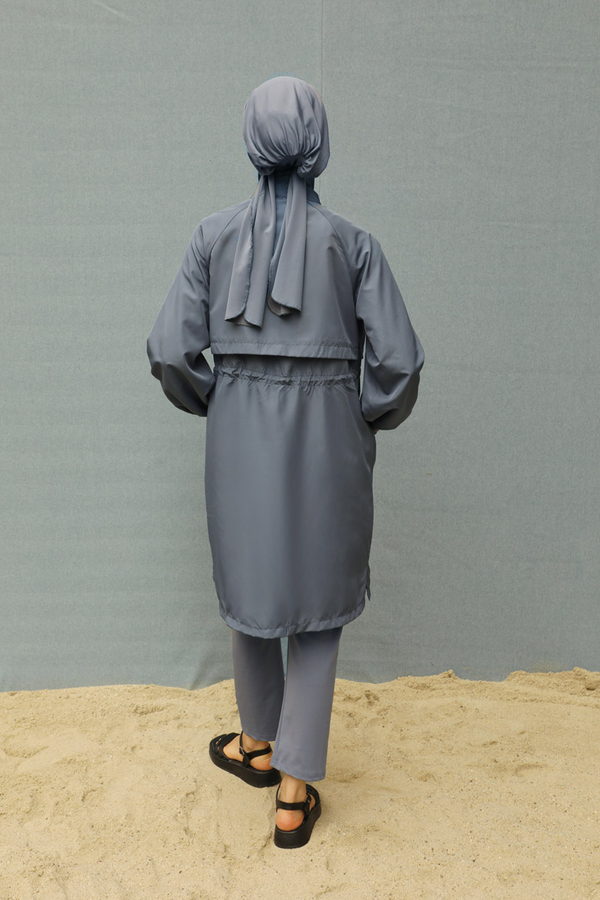 Classic Modest Swimsuit Set Grey - 8