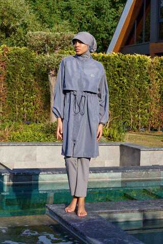 Classic Modest Swimsuit Set Grey - 3