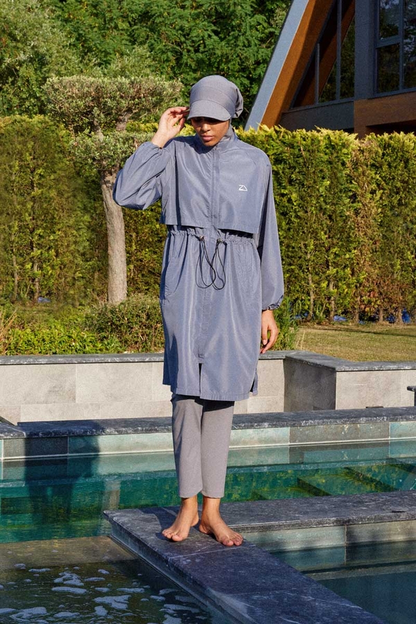 Classic Modest Swimsuit Set Grey - 4