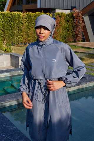 Classic Modest Swimsuit Set Grey - 5