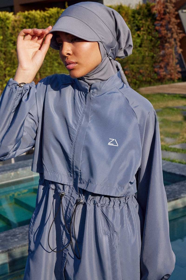 Classic Modest Swimsuit Set Grey 