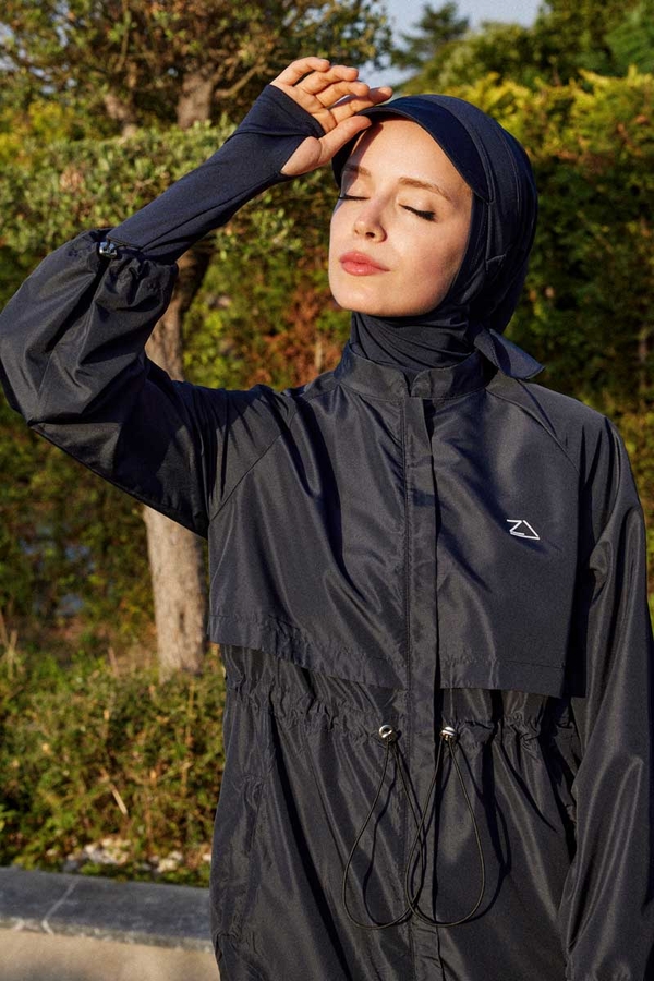 Classic Modest Swimsuit Set Navy - 17