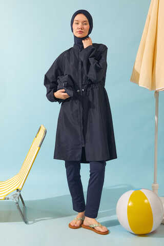 Classic Modest Swimsuit Set Navy - 1