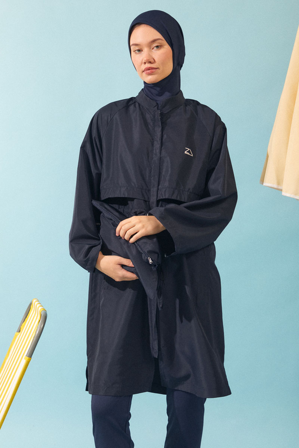 Classic Modest Swimsuit Set Navy - 11