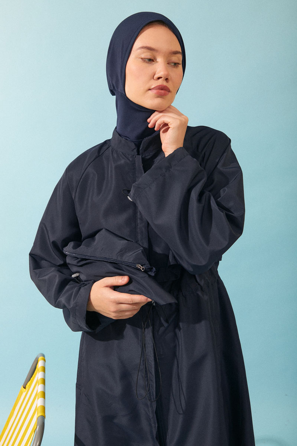 Classic Modest Swimsuit Set Navy - 5