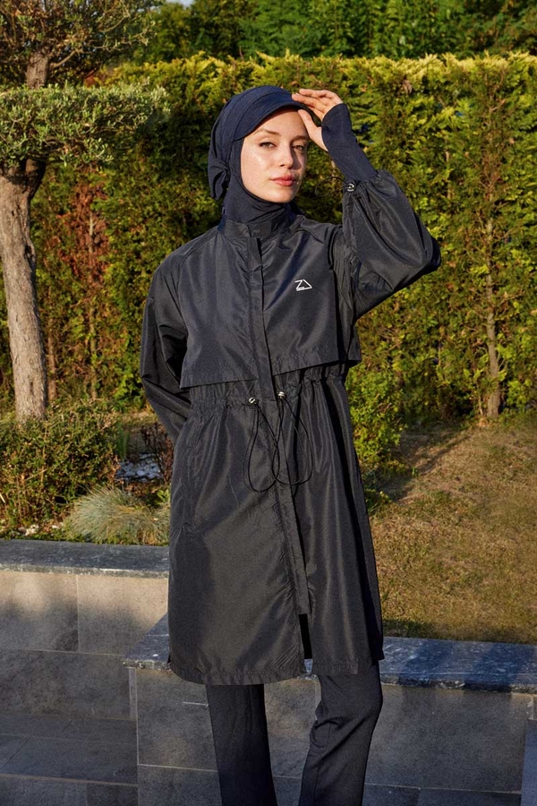 Classic Modest Swimsuit Set Navy - 15