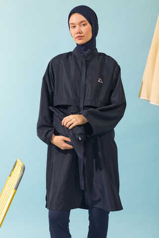 Classic Modest Swimsuit Set Navy - 11