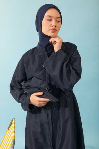 Classic Modest Swimsuit Set Navy - 5