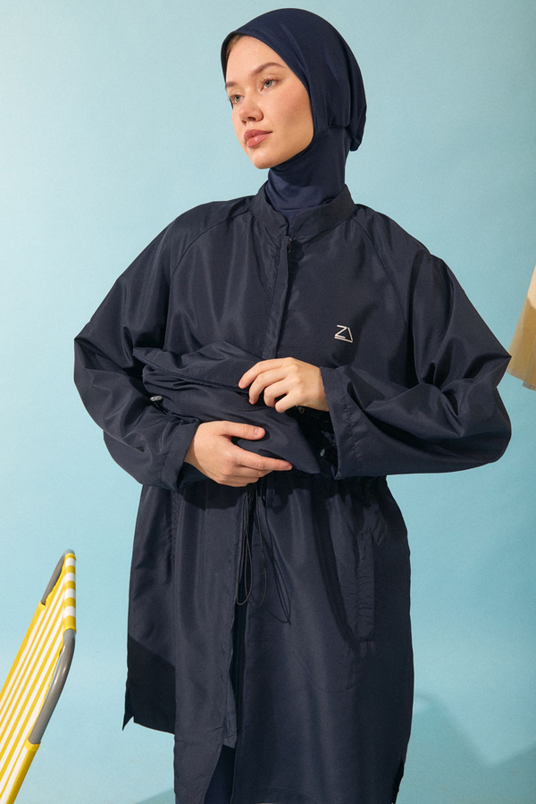 Classic Modest Swimsuit Set Navy - 3