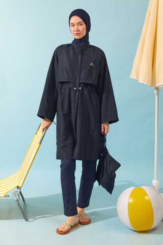 Classic Modest Swimsuit Set Navy - 2