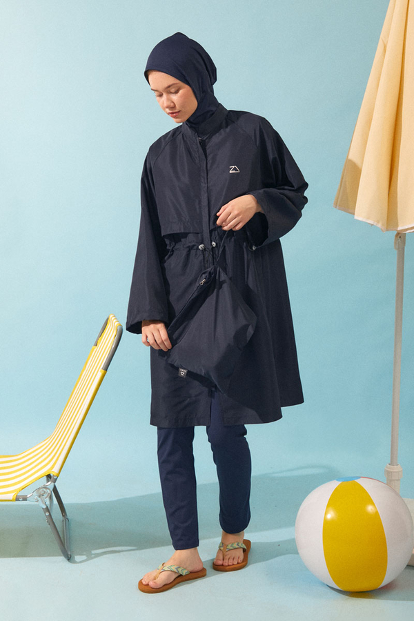 Classic Modest Swimsuit Set Navy - 4