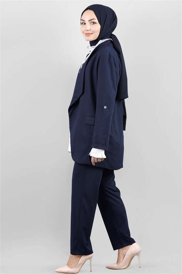 Classic Pants Jacket Set Navy Blue - 4