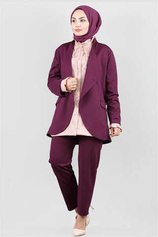 Classic Pants Jacket Set Plum - 1