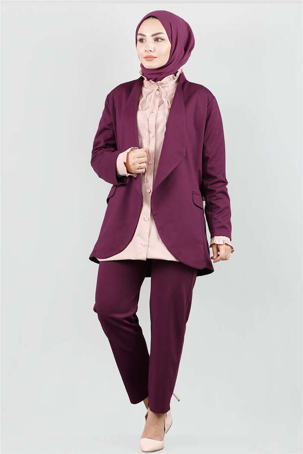 Classic Pants Jacket Set Plum - 1