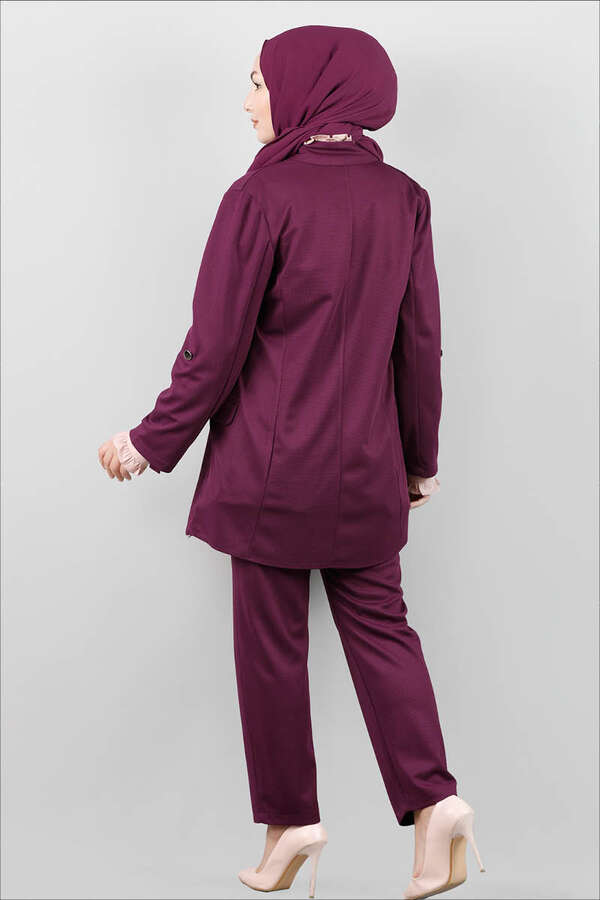 Classic Pants Jacket Set Plum - 4