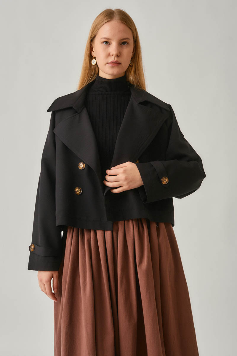Classic Short Trench Coat Black
