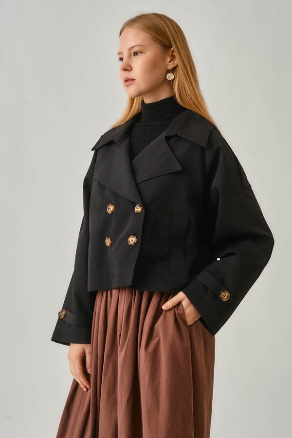 Classic Short Trench Coat Black - 9