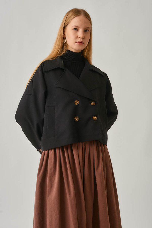 Classic Short Trench Coat Black - 10