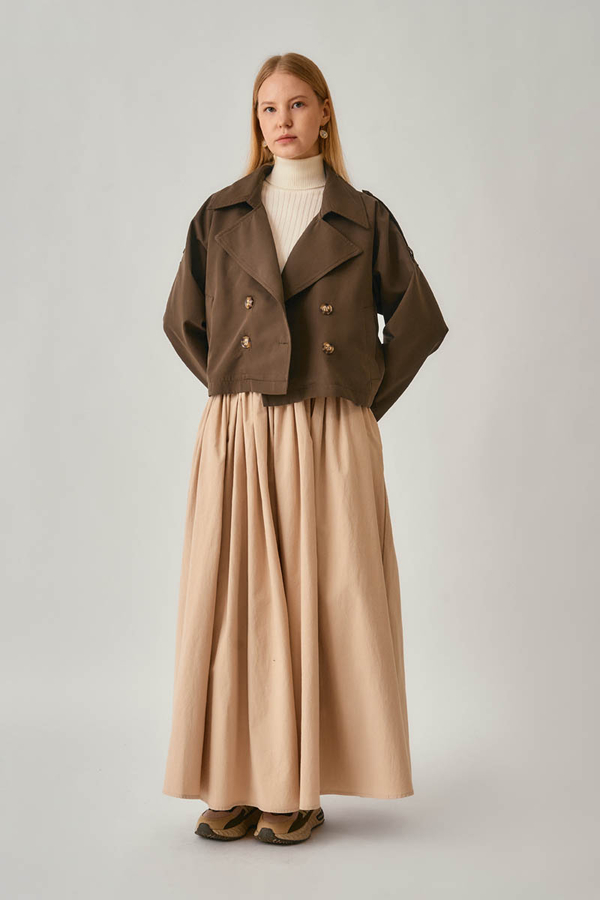 Classic Short Trench Coat Brown - 2