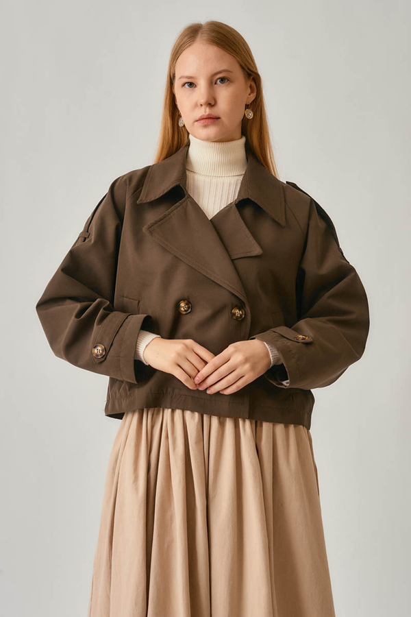 Classic Short Trench Coat Brown - 6
