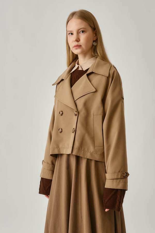 Classic Short Trench Coat Camel - 2