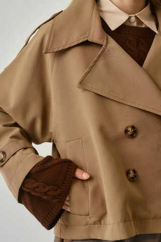Classic Short Trench Coat Camel - 11