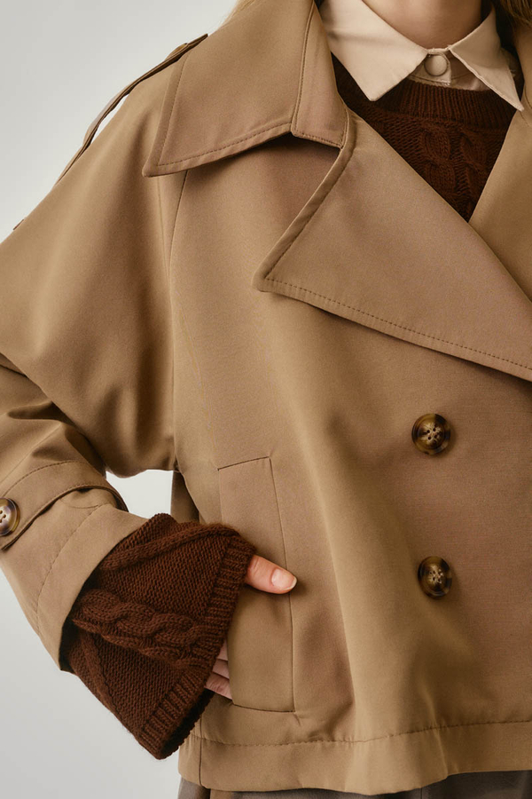 Classic Short Trench Coat Camel - 11