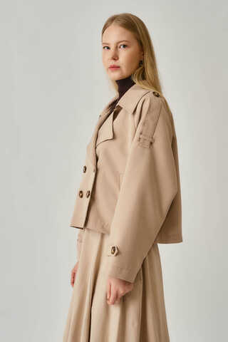 Classic Short Trench Coat Stone - 3