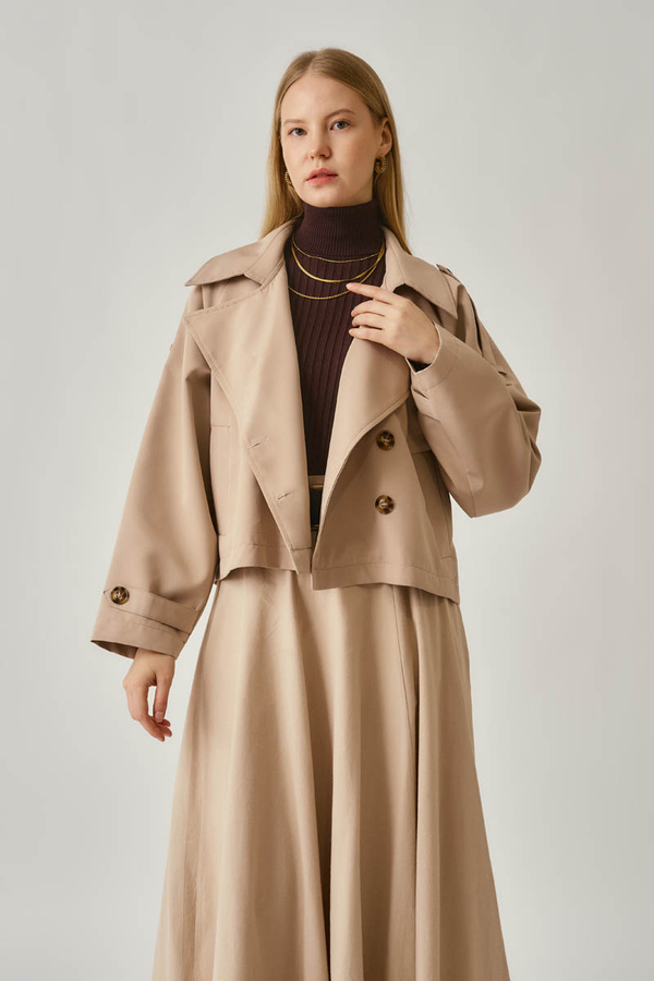 Classic Short Trench Coat Stone - 7
