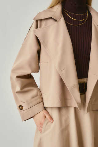Classic Short Trench Coat Stone - 8