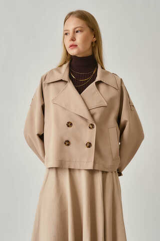 Classic Short Trench Coat Stone - 2