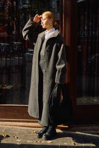 Coat with Dart Detail Anthracite - 1