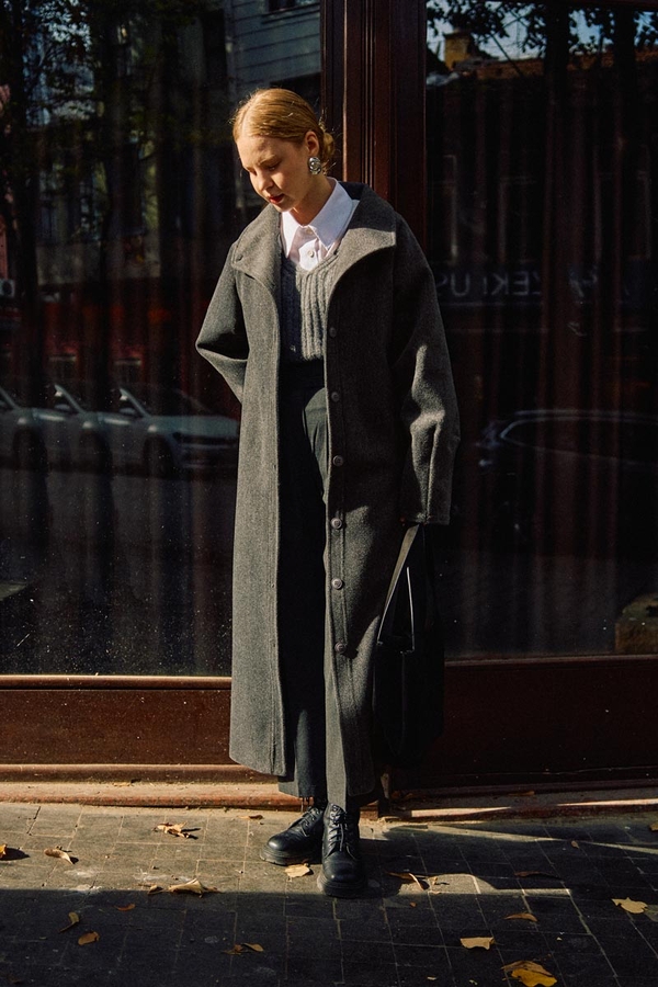 Coat with Dart Detail Anthracite - 3