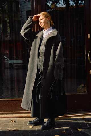 Coat with Dart Detail Anthracite - 4