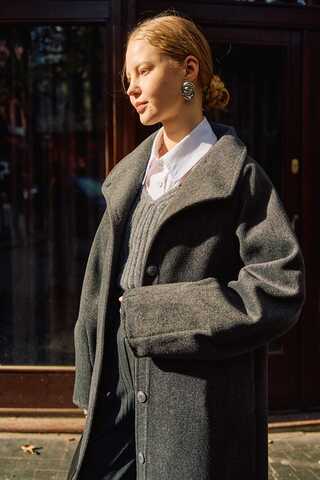 Coat with Dart Detail Anthracite - 5