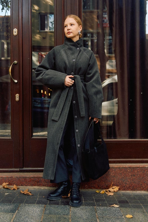 Coat with Dart Detail Anthracite - 7