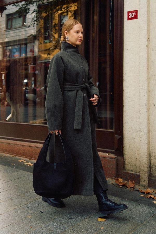 Coat with Dart Detail Anthracite - 12