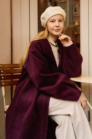 Coat with Dart Detail Burgundy - 8